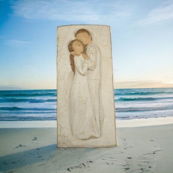VTG Willow Tree Susan Lordi In Love's Embrace Couple Ceramic Wall Plaque 5.75" - Picture 1 of 5